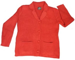 Knöpfbare Damen Strickjacke Orange 100% Peruanische Babyalpaka Wolle