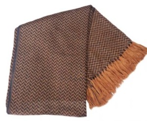 Brown blanket, Peruvian alpaca wool 170 x 130 cm light brown fringes