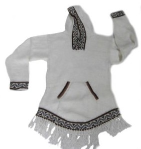 Weisser Damen Kapuzen Sweater aus Alpakawolle, Inka Design