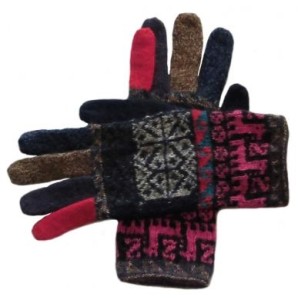 Damen Fingerhandschuhe, Alpakawolle, Peru Motive