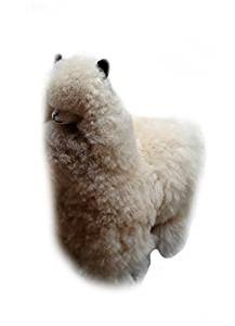 Lama soft toy, fur animal natural 35 cm Peruvian alpaca fur