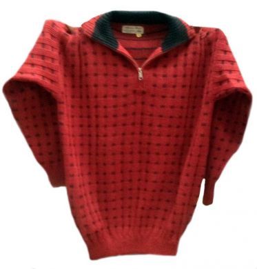 Roter Herrenpullover, Sweater aus peruanischer Alpakawolle, Rollkragen