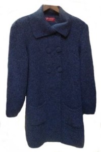 Blauer Mantel, Wollmantel aus Alpakawolle, Knielanger Damenmantel