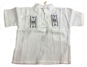 Baby Shirt Trachtenhemd bestickt, 100% Pima Baumwolle, weiss
