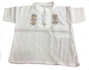 Baby Shirt Trachtenhemd bestickt, 100% Pima Baumwolle, weiss, Nasca