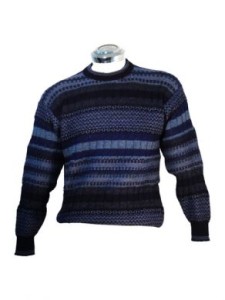 Eleganter Pullover in verschiedenen Blautoenen, Babyalpaka Wolle