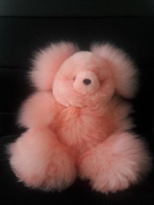 Pink Teddy, cuddly toy 35 cm Peruvian alpaca fur