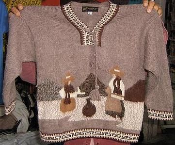 Pullover mit peruanischem Motiv, Alpakawolle
