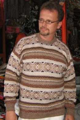 Brauner Inka Design Herren Pullover aus Alpakawolle