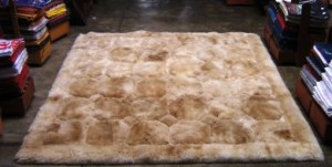 Beige alpaca fur carpet, cube design, different sizes
