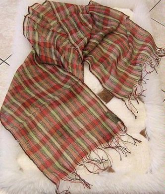 Sommer Schal mit schottischem Muster, aus Seide und Babyalpaka Wolle