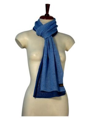Blau und hellblauer zweifarbiger Schal, Babyalpaka Wolle