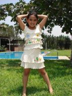 Weisses Kleid Flamenco, oekologische Pima Baumwolle, 5 - 10 Jahre