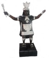Handgeschnitzt in Peru Inka Priester massiv Zedernholz 950er Silber