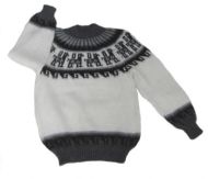 Weisser unisex Pullover aus Alpakawolle, Rundhals, Alpaka Design, aus Peru