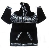 Schwarzer Kapuzen Pullover aus Alpakawolle, Inka Designs, Unisex