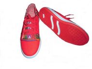 Rote Damen Sneaker, Sportschuhe aus peruanischem Mantastoff