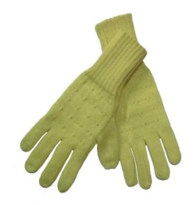 Gelbe Damen Strickhandschuhe aus Alpakawolle