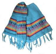 Set aus blauem peruanischem Poncho mit Muetze und Schal aus Alpakawolle, 2 - 4 Jahre