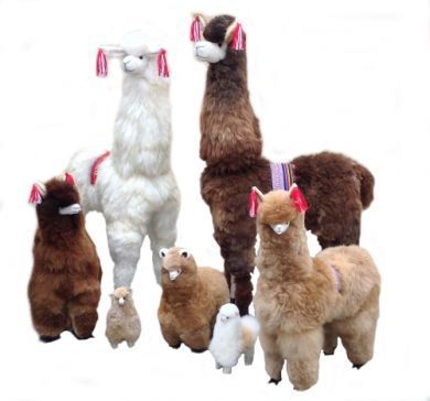 Felltier Kuscheltier 2x Alpaka Figur 11-12 cm Dekoration Lama Peru Schafwolle 