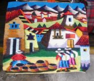Traditioneller peruanischer Webteppich, Wochenmarkt, 100 x 100 cm