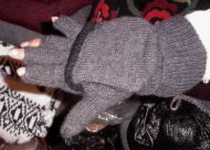 Graue Handschuhe mit Kappe, Futter aus Vlies, Alpakawolle