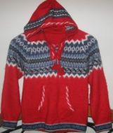 Roter peruanischer Kapuzen Sweater, Alpakawolle