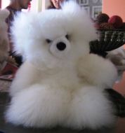 Weisser Teddy Bär aus Babyalpaka Fell, 35 cm