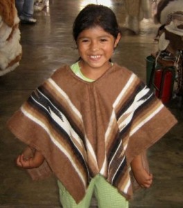 Brauner peruanischer Poncho Alpakawolle