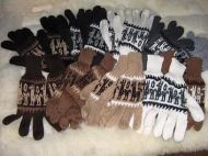25 Paar gestrickte Finger Handschuhe aus Alpakawolle mit Alpaka Design, Großhandel