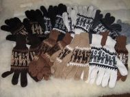 50 Paar gestrickte Finger Handschuhe aus Alpakawolle mit Alpaka Design, Großhandel