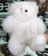 Weisser kuschlig weicher Teddy aus echtem Alpakafell, 35 cm