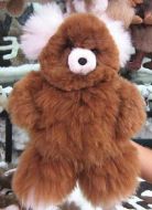 Teddy Bär aus Alpakafell, braun weisses Fell, 35 cm