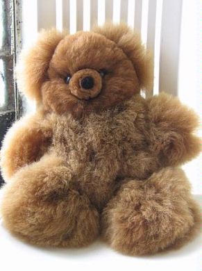 Brown fur teddy bear, baby alpaca fur, 35 cm