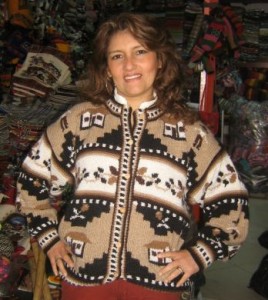 Peru Motiv Damenjacke aus Alpakawolle