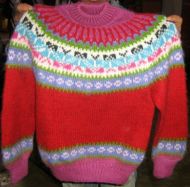 Roter Pullover aus Alpakawolle, 8-14 Jahre