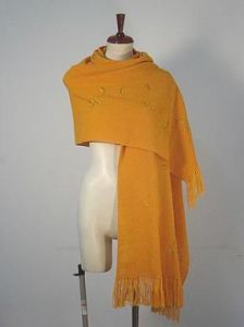 Grosser modischer gelber Schal, bestickt, 100% Royal Alpakawolle