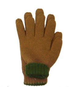 Beidseitig tragbare braun, gruene Handschuhe aus Alpakawolle