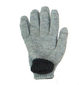 Beidseitig tragbare hellgraue, schwarze Handschuhe aus Alpakawolle