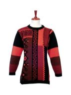 Roter Design Motiv Pullover 100% Royal Alpakawolle