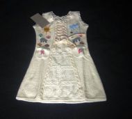Weisses besticktes Kleid für Mädchen von 5-10 Jahren, ökologische Baumwolle