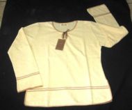 Weisses langarm folklore Shirt, ökologische Baumwolle