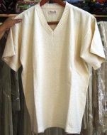 Weisser Sweater, halbarm, ökologische Pima Baumwolle